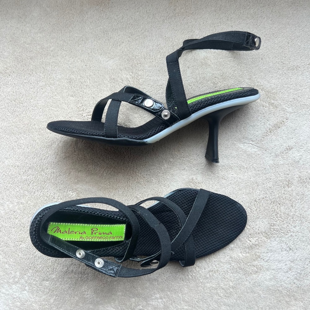 Materia Prima by Goffredo Fantini Women 5.5-6 EU 36 Black Strappy Heeled Sandals